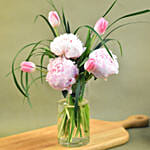 Peony & Tulip Cylindrical Vase