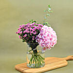 Pink Hydrangea Cylindrical Vase