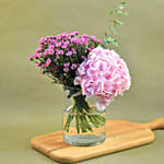 Pink Hydrangea Cylindrical Vase