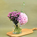 Pink Hydrangea Cylindrical Vase