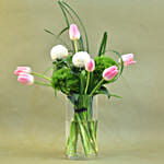 Pink Tulip Cylindrical Vase