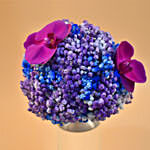 Purple Baby Breath & Phalaenopsis Cylindrical Vase