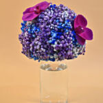 Purple Baby Breath & Phalaenopsis Cylindrical Vase