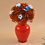 Red Baby Breath Oval Shaped Red Vase