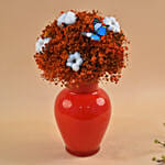 Red Baby Breath Oval Shaped Red Vase