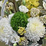 Serene Mixed Flowers Round Basket