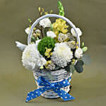 Serene Mixed Flowers Round Basket