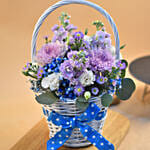 Blissful Mixed Flowers Round Basket