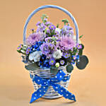 Blissful Mixed Flowers Round Basket