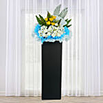 Peaceful Condolence Mixed Flowers Black Stand