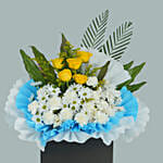 Peaceful Condolence Mixed Flowers Black Stand