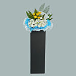 Peaceful Condolence Mixed Flowers Black Stand