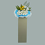 Peaceful Condolence Mixed Flowers Grey Stand