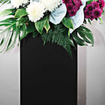 Peaceful Mixed Flowers Black Cardboard Stand