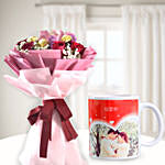 Simply Perfect Chocolatey Flower Bouquet with Personalised Mug