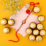 Sneh Colourful Pearls Rakhi & Ferrero Rocher Box