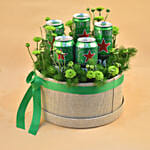 Green Button & Heineken Beer Round Gift Box