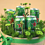 Green Button & Heineken Beer Round Gift Box