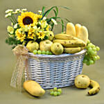 Mixed Flowers & Assorted Fruits Basket