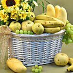 Mixed Flowers & Assorted Fruits Basket