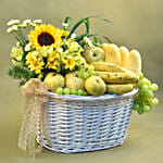 Mixed Flowers & Assorted Fruits Basket