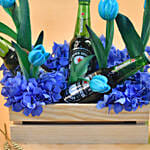 Mixed Flowers & Beer Wooden Crate