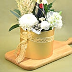 Mixed Flowers & Champagne Golden Box