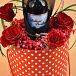 Mixed Flowers & Red Wine Gift Box