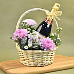 Mixed Flowers & Sparkling Juice Basket