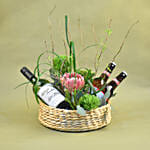 Mixed Flowers & Wine Basket