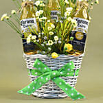 Yellow Pom & Beer Basket