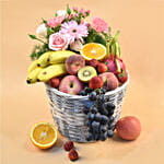 Assorted Fruits & Mixed Flowers Basket