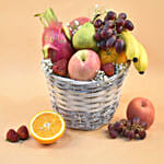 Assorted Fruits & Mixed Flowers Basket