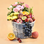 Assorted Fruits & Mixed Flowers Basket