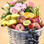Assorted Fruits & Mixed Flowers Basket