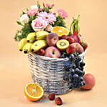 Assorted Fruits & Mixed Flowers Basket