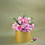 Premium Mixed Flowers Designer Golden Vase