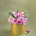 Premium Mixed Flowers Designer Golden Vase