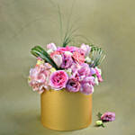 Premium Mixed Flowers Designer Golden Vase