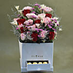 Red & Pink Flowers Box Arrangement