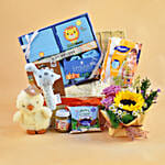 Light Yellow Straw Basket Baby Care Hamper