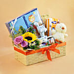 Light Yellow Straw Basket Baby Care Hamper