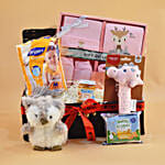 Brown Straw Basket Baby Hamper