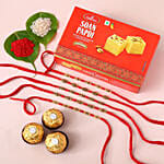 Sneh Charming Rakhis With Soan Papdi & Ferrero Rocher