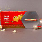 Sneh Elegant Gold Rakhi & Soan Papdi