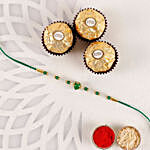 Sneh Fancy Green Rakhi & Ferrero Rocher