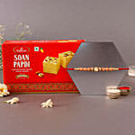 Sneh Rose Gold Rakhi & Soan Papdi