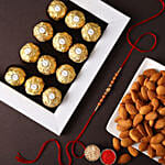 Sneh Rose Gold Rakhi With Almonds & Ferrero Rocher