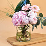 Serene Mixed Flowers Cylindrical Vase