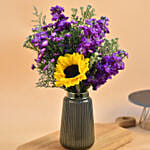 Vibrant Mixed Flowers Designer Vase